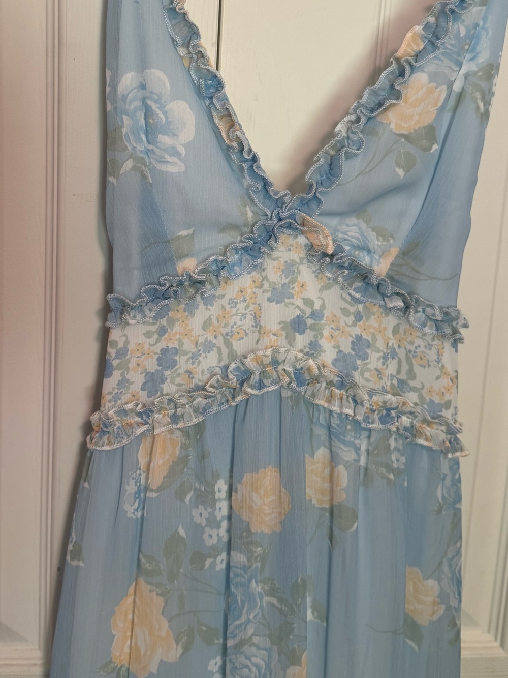 Altar'd State - Light Blue Floral Spaghetti-Strap Maxi Dress, size xl - Picture 7 of 11